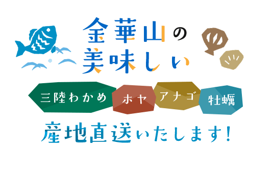 金華山の美味しい三陸わかめ、ホヤ、アナゴ、牡蠣、産地直送いたします！